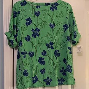 Style & Co. Green and Blue Floral Blouse